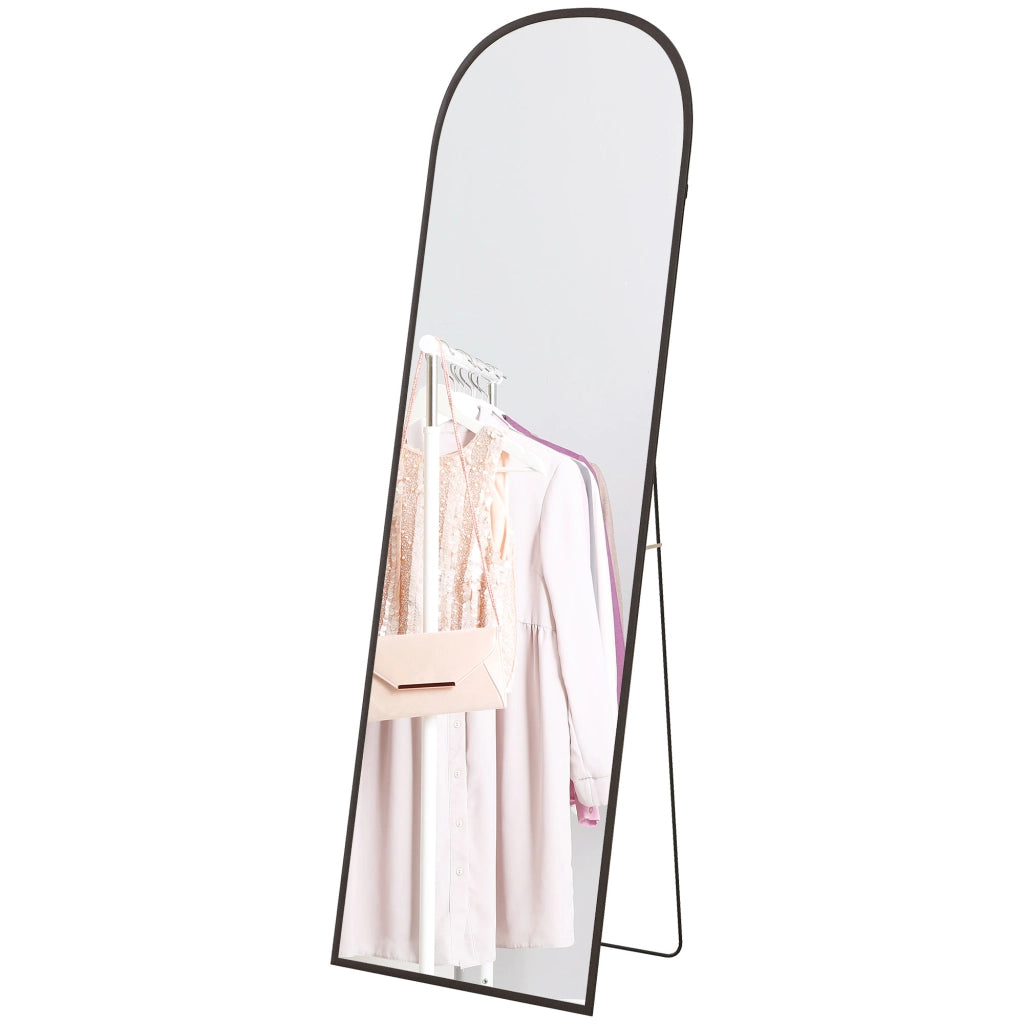 Specchio da Parete Moderno in Alluminio con Supporto ¨C Minimal ¨C Nero 50x161.5 cm