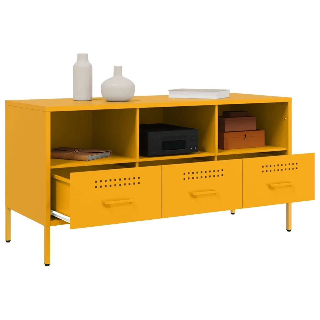 Mobile TV | Armadietto TV | Mobile Porta TV Giallo Senape 100,5x39x50,5 cm in Acciaio