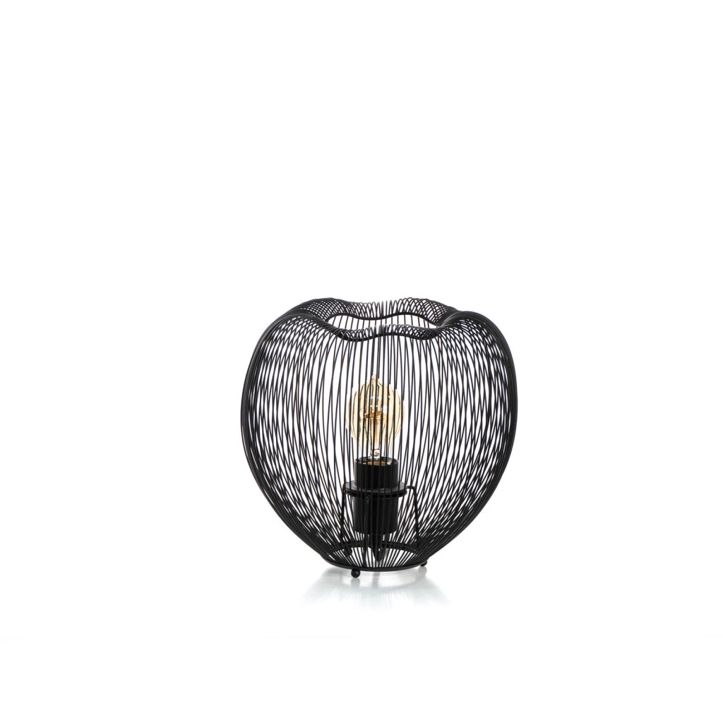 Jaula Lampada da Tavolo Industriale in Metallo Nero Lucido, Attacco E27 Max 40W, Design Geometrico Moderno per Interni - Illuminazione