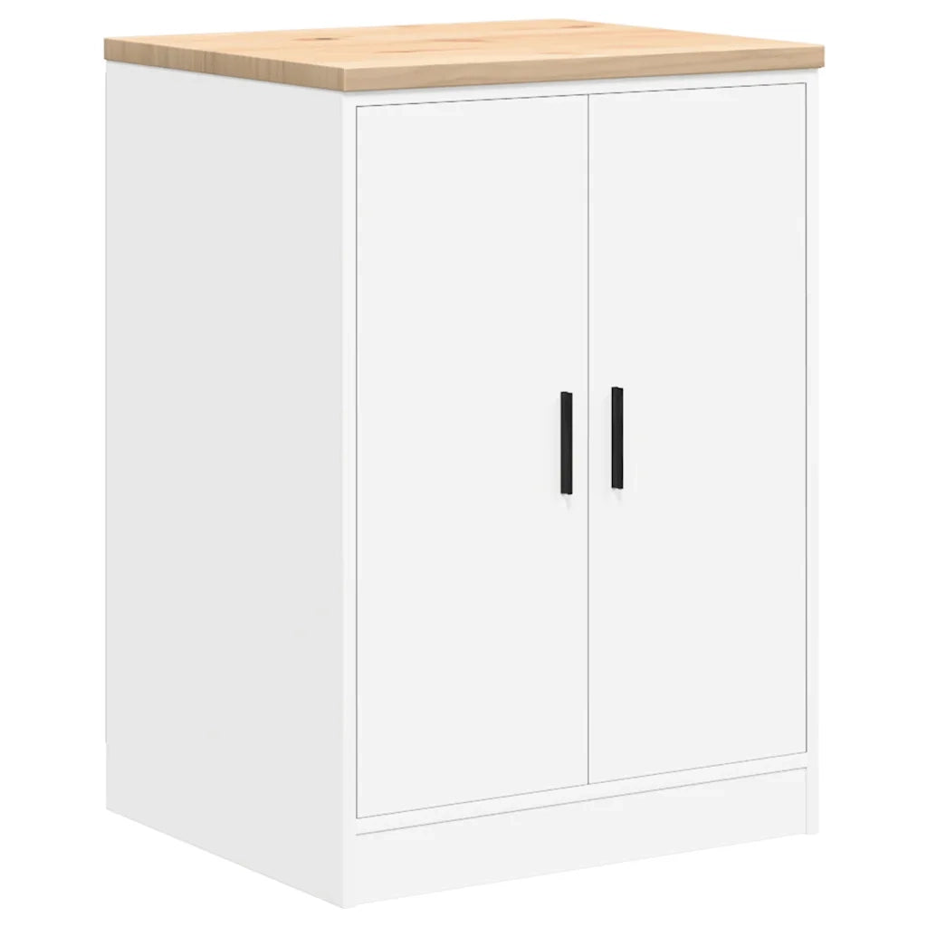 Armadietto da Garage Bianco 60x51x85 cm Legno Massello di Pino