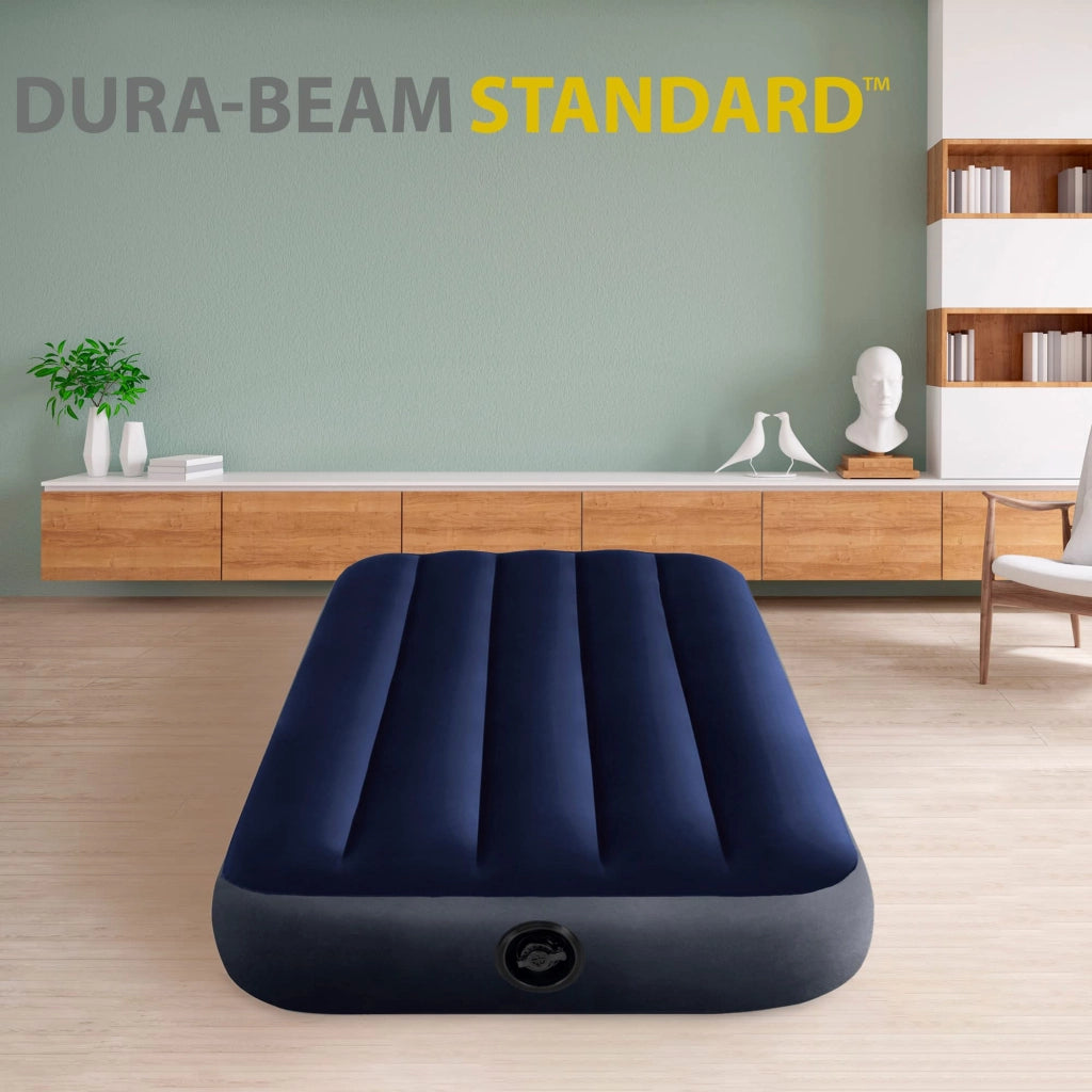 Materasso Singolo Gonfiabile Airbed Classic 76x191x25 cm con Tecnologia Fiber-Tech e Valvola 2-in-1 per Casa e Campeggio Intex