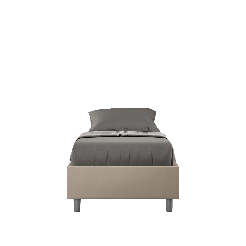 BS COM Letto singolo contenitore imbottito 80x210 similpelle tortora