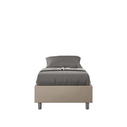 BS COM Letto singolo contenitore imbottito 80x210 similpelle tortora
