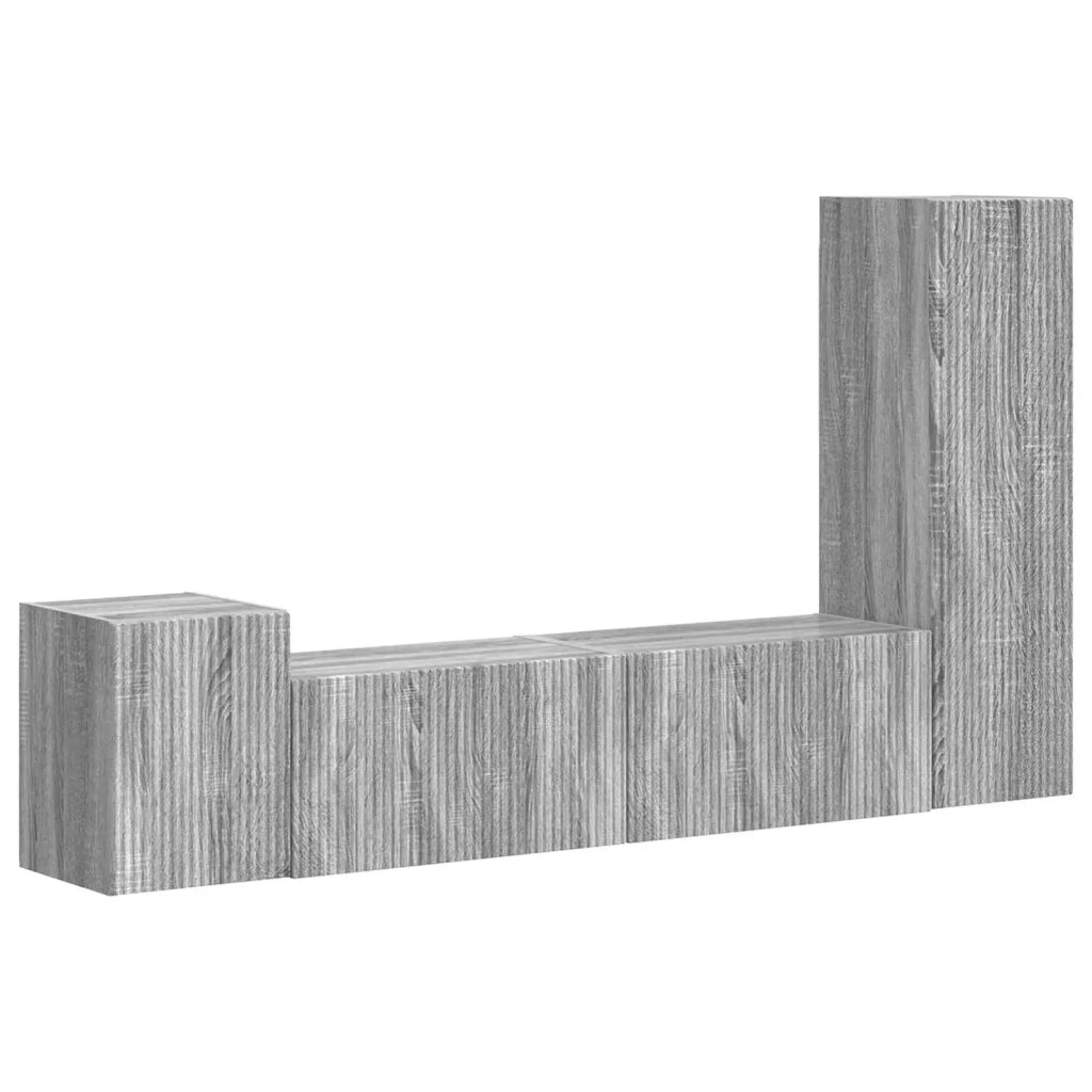 Set mobile TV 4 pz | Armadietto TV | Mobile Porta TV Grigio Sonoma Legno multistrato