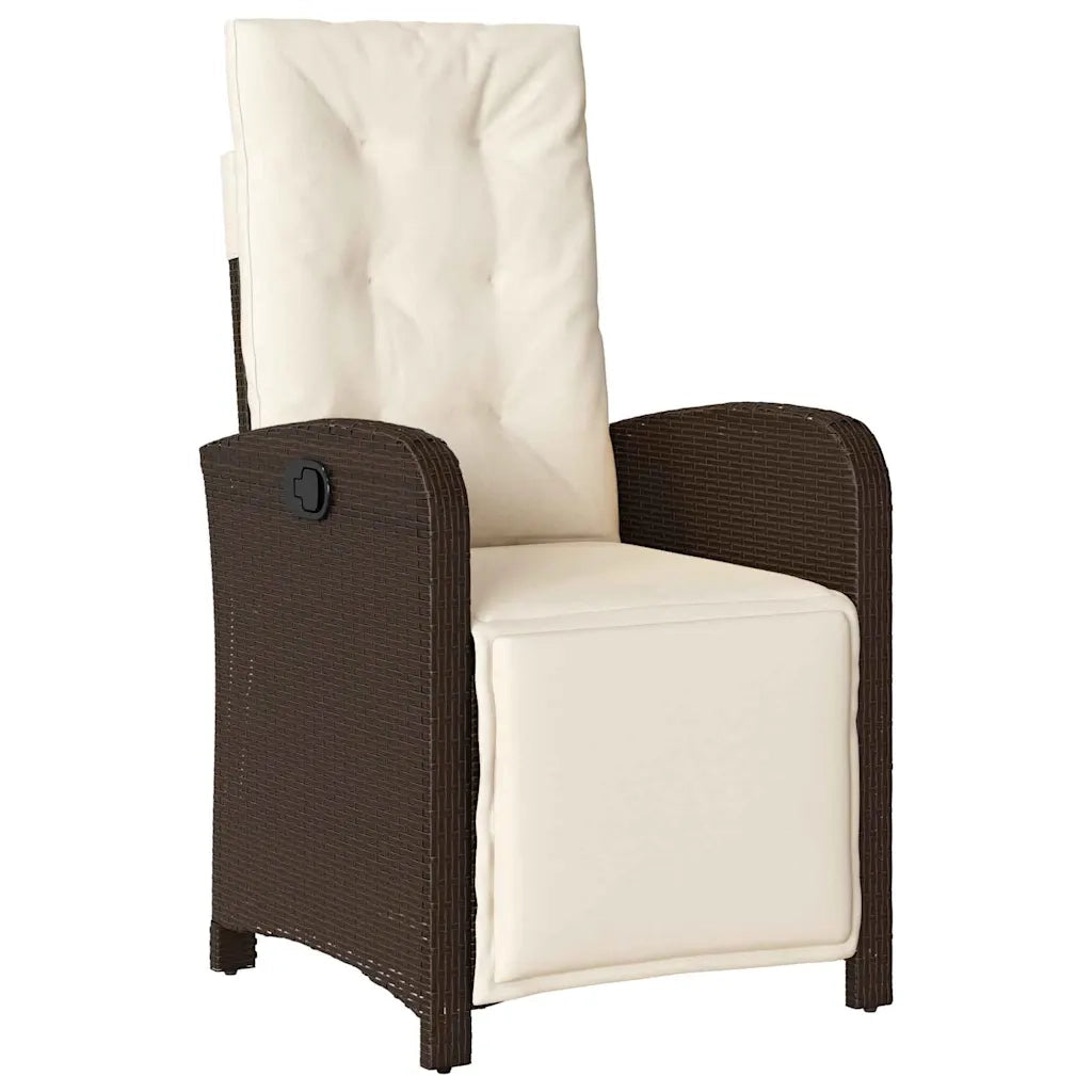 Set da Pranzo per Giardino con cuscino 5 pcs Marrone polyrattan