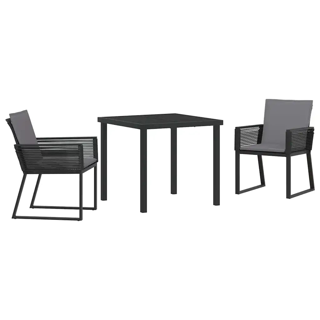Set da Pranzo per Giardino 3 pcs Nero