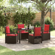 Set da Pranzo per Giardino 5 pcs Marrone polyrattan
