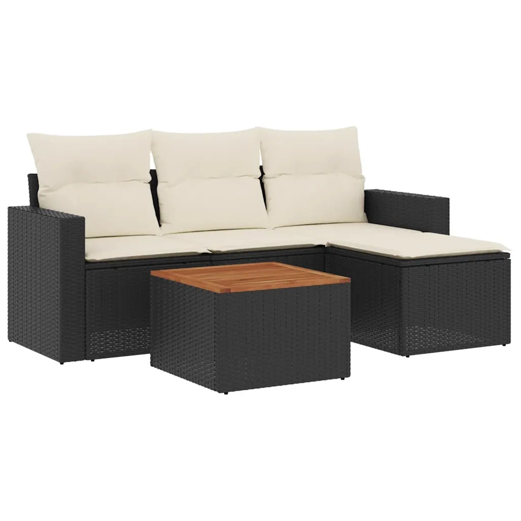 Set Divani da Giardino 5 pz con Cuscini in Polyrattan Nero 3256420