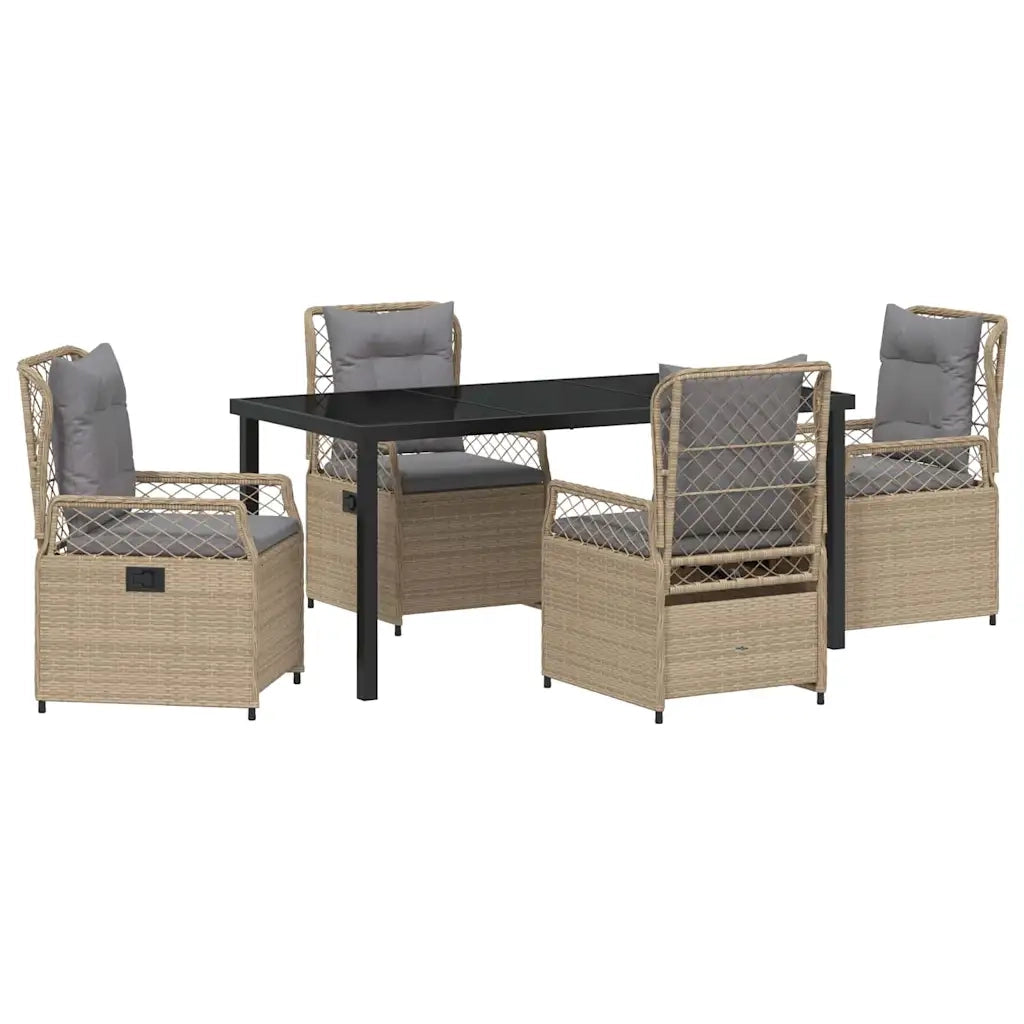Set da Pranzo per Giardino 5 pcs Beige e Grigio Chiaro