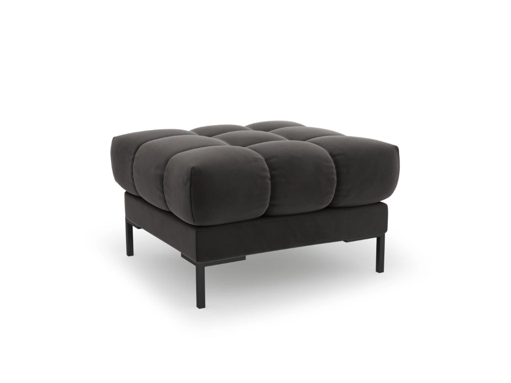 Cosmopolitan Design - Pouf "Bali" in velluto grigio scuro 