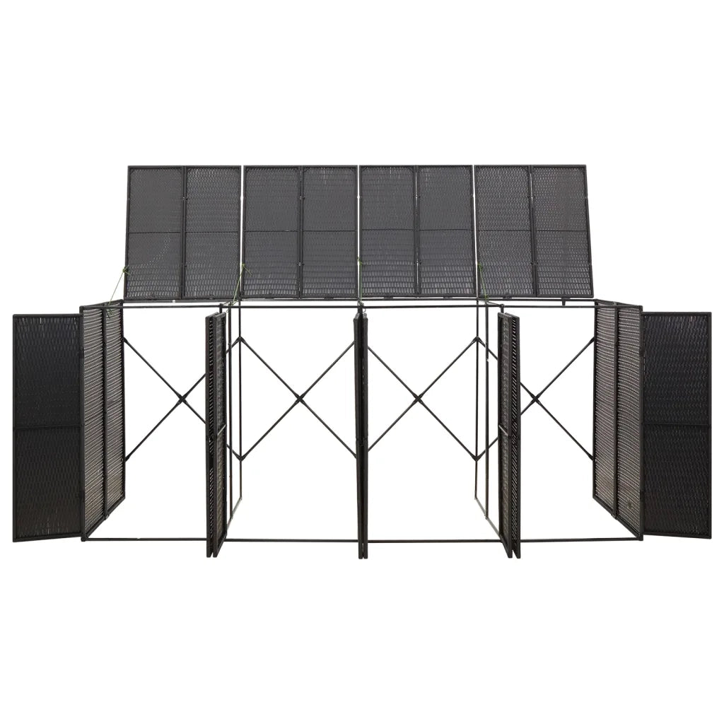 Copribidone Quadruplo Nero 274x80x117 cm in Polyrattan 319863