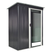 EasyComfort Casetta da Giardino 1.16m² in Acciaio Zincato, Capanno da Giardino con Tetto Inclinato e Porta Scorrevole Bloccabile, Capanno Porta Attrezzi, 163x89x182 cm, Nero