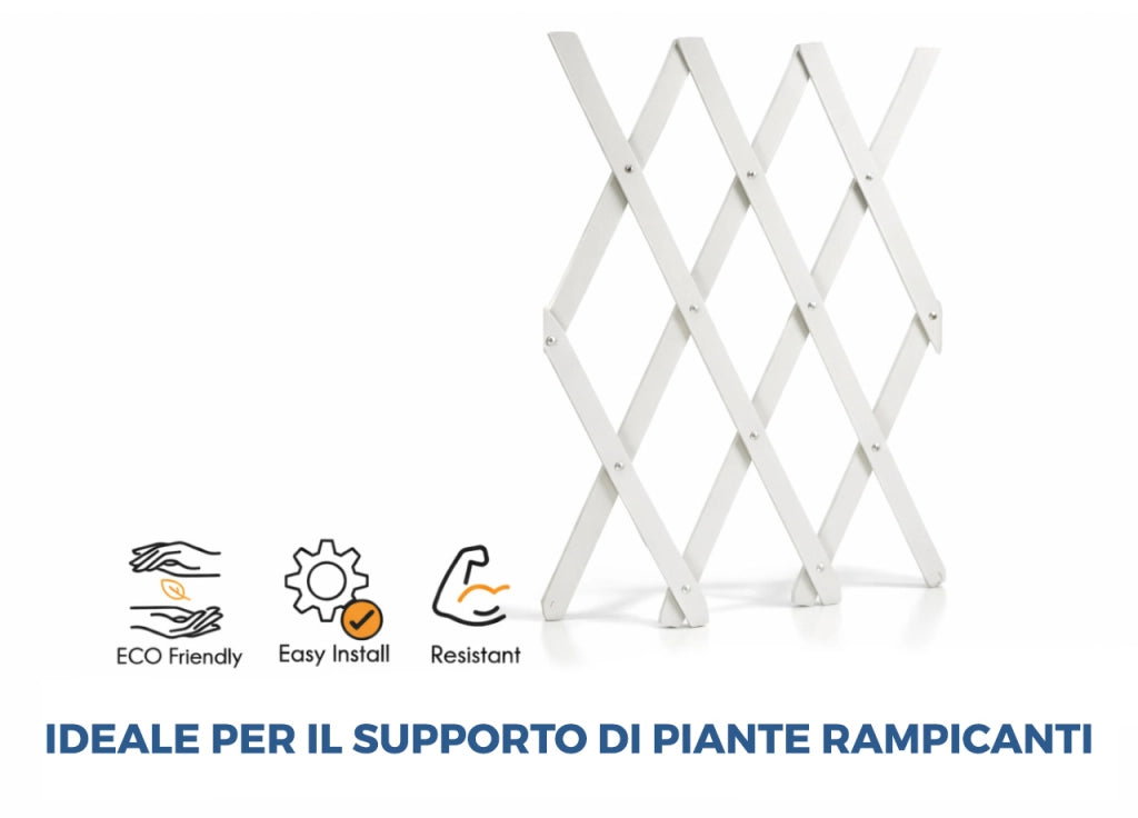 Traliccio Estensibile In PVC Per Piante Rampicanti Recinzione Giardino Balcone - 100x200 - Bianco