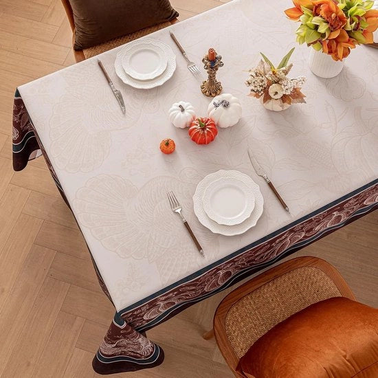 Tavolo da stasera 140 x 240 cm - tacchini e zucche - lavabile impermeabile all'acqua - tovaglie da tavolo tovaglie da tavola - festa di Halloween stagione autunnale - Thanksgiving Day festa della vendemmia