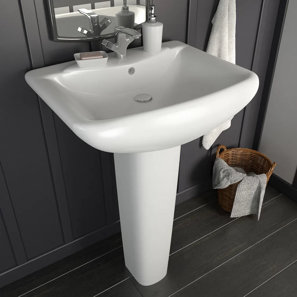 Lavandino a Colonna in Ceramica Bianca 580x470x200 mm CFW8723487