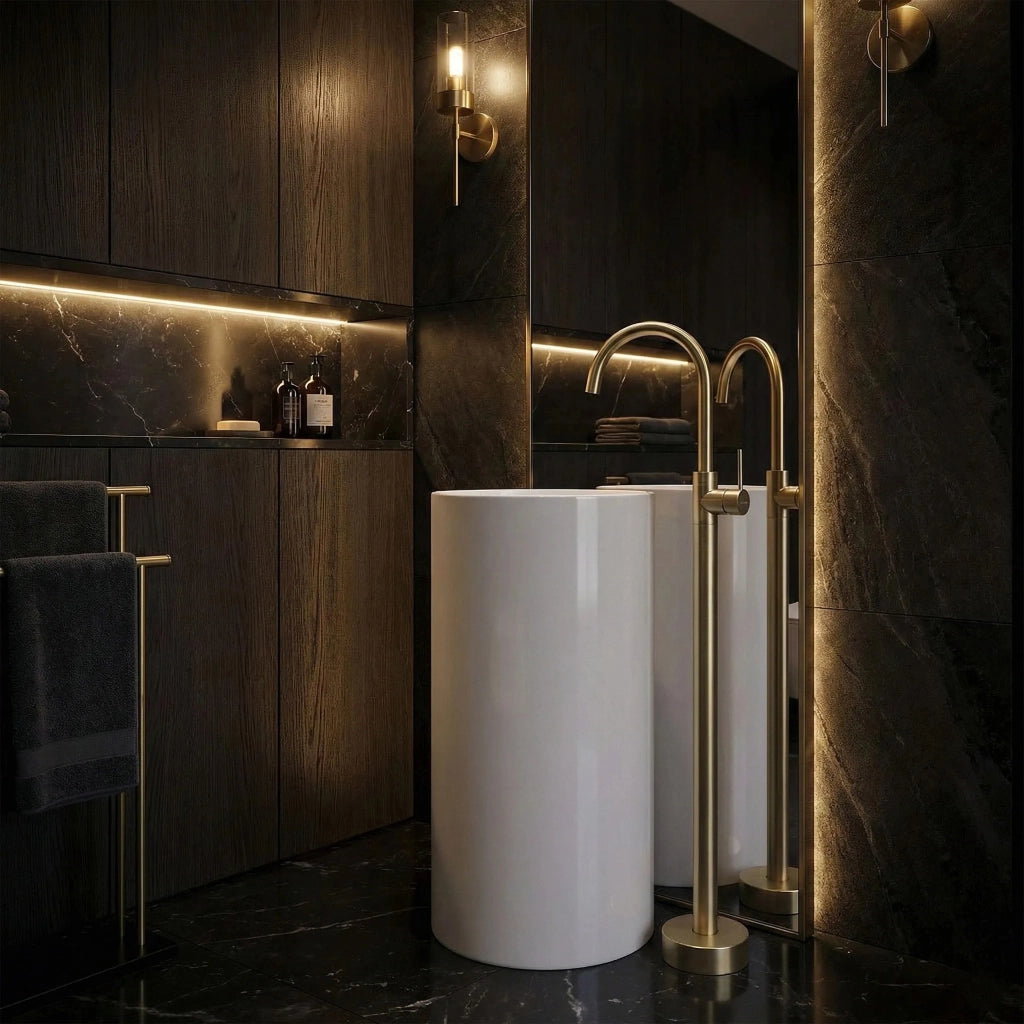 Rubinetto Da Lavabo Rea Lungo Brush Gold