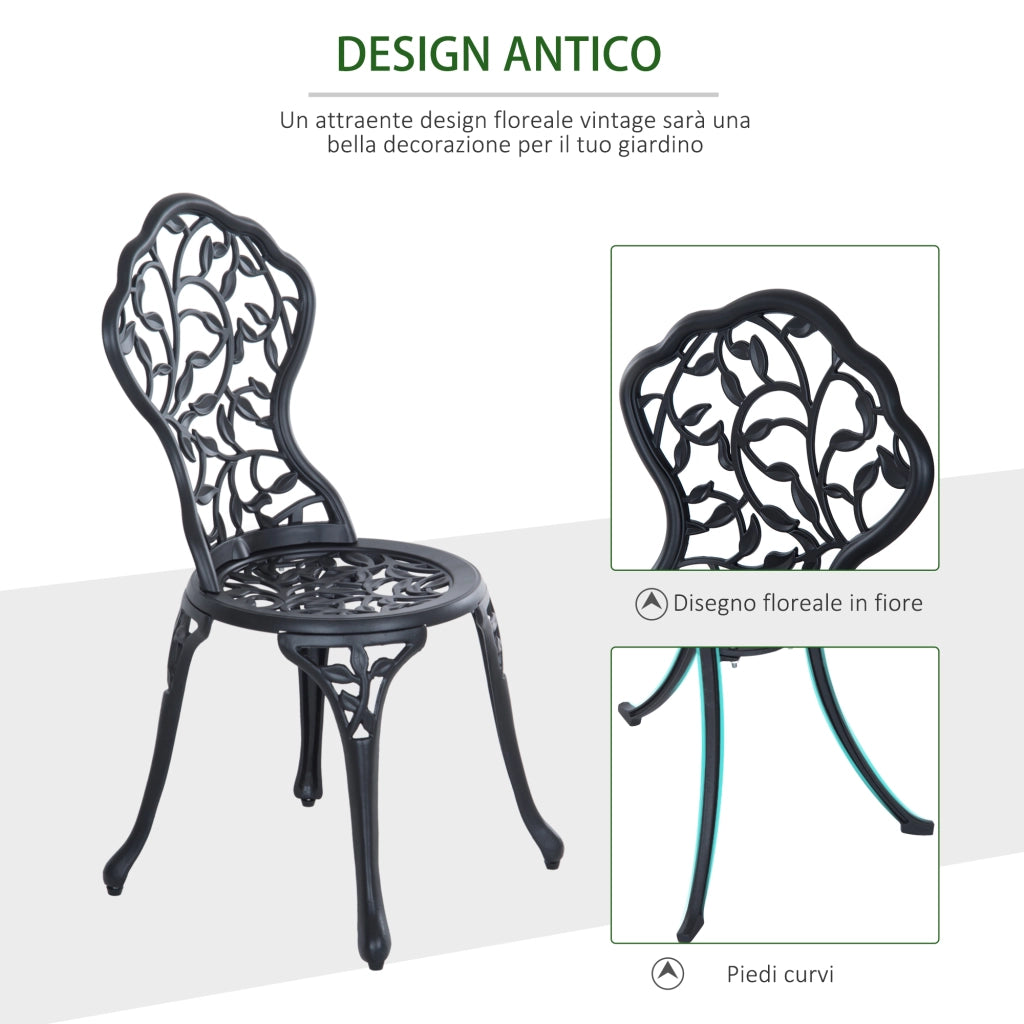 Set Giardino 3 Pezzi ¨C zephmum ¨C Sedie e Tavolo in Alluminio, Nero