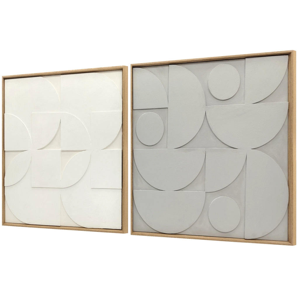 Decorazione Parete 3D Set 2 Pezzi Geometrica ¨C Xylo ¨C Bianco 80x80 cm