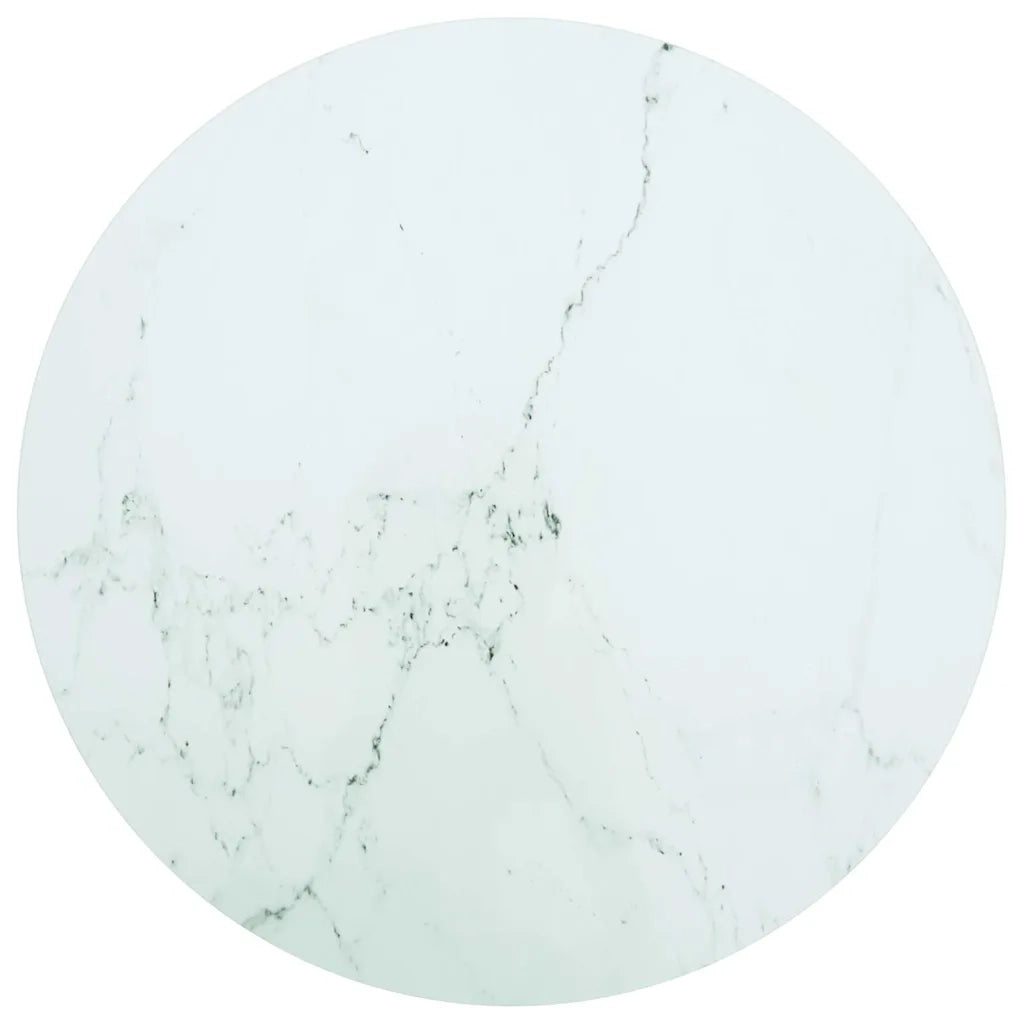 Piano per Tavolo Bianco Ø70x0,8 cm Vetro Temperato Design Marmo 322249