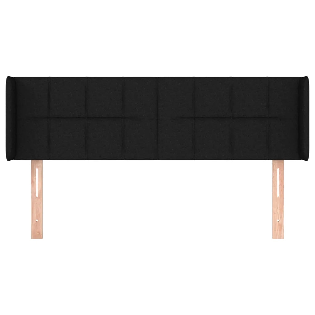 Testiera ad Orecchio-Testata con Orecchie Nera 147x16x78/88 cm in Tessuto 191997
