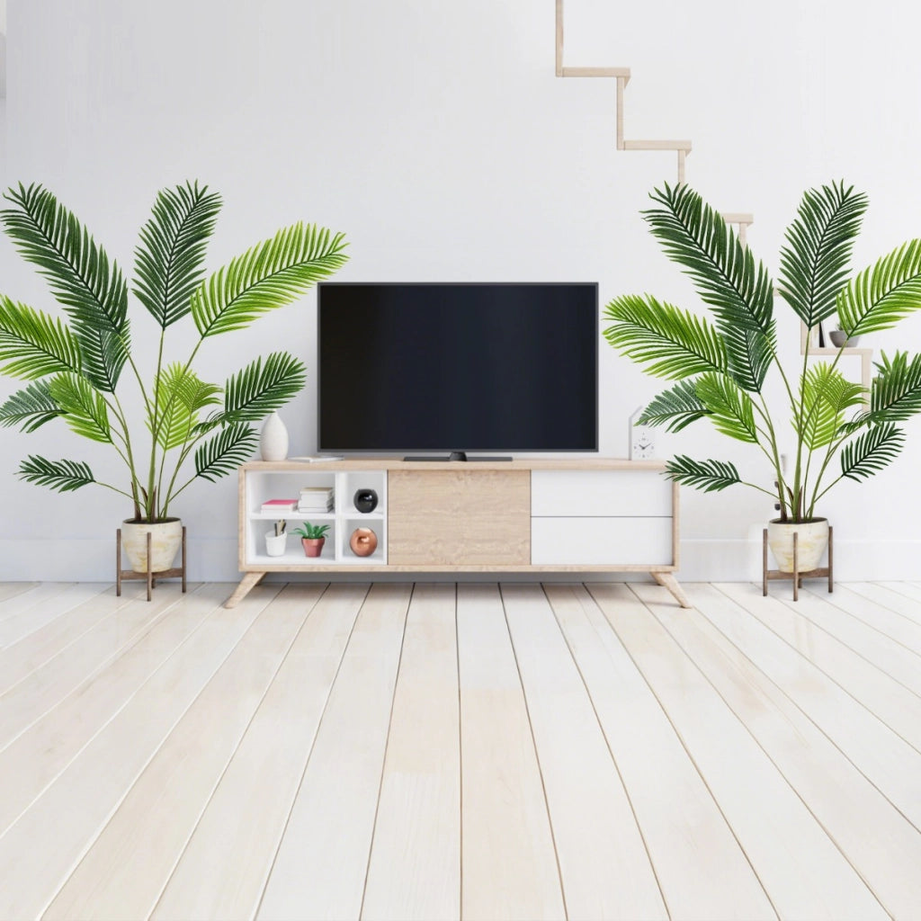 Set di 2 piante artificiali da in vaso da vivaio, Decorazione moderna da interno per soggiorno 140 CM Verde-Piante artificiali