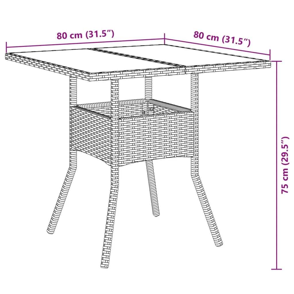 Set Pranzo da Giardino 3 pz con Cuscini Nero Polyrattan Acacia 3278709