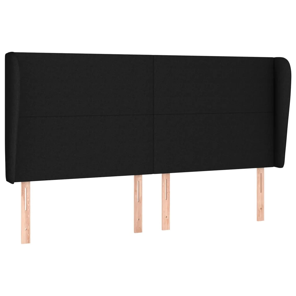 Testiera ad Orecchio-Testata con Orecchie Nera 203x23x118/128 cm in Tessuto 470417