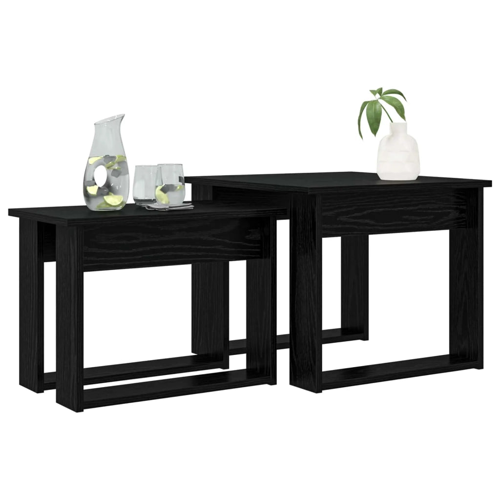 Set di Tavolini da Caffè 2 pcs Rovere Nero Legno multistrato 8000125
