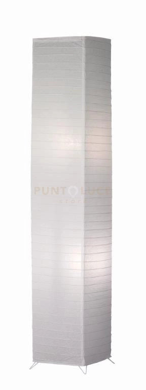 BAMBOO LAMPADA DA TERRA CARTA DI RISO QUADATA BIANCA H.130CM 2 LUCI ATTACCO E27