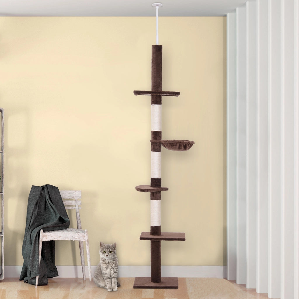 Tiragraffi Albero Multilivello ¨C Minimal ¨C Marrone 40x34x230-260cm
