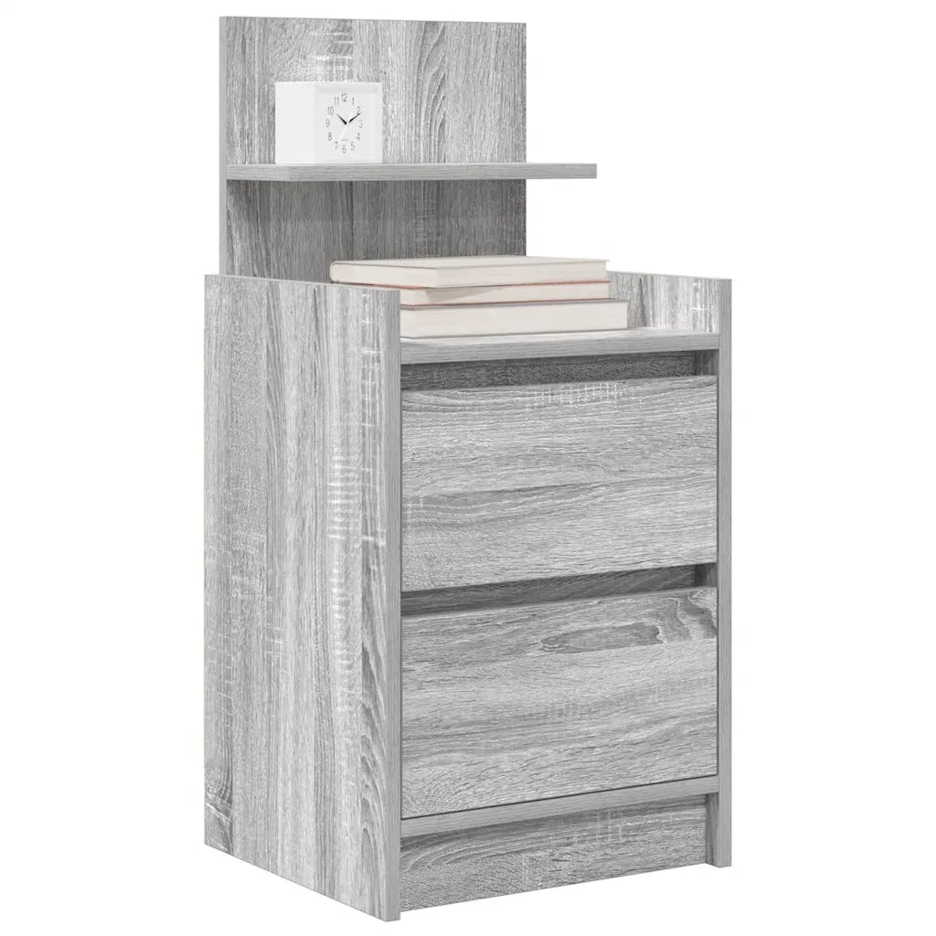 Comodini con 2 Cassetti 2 pz Grigio Sonoma 38x34x80 cm 861366