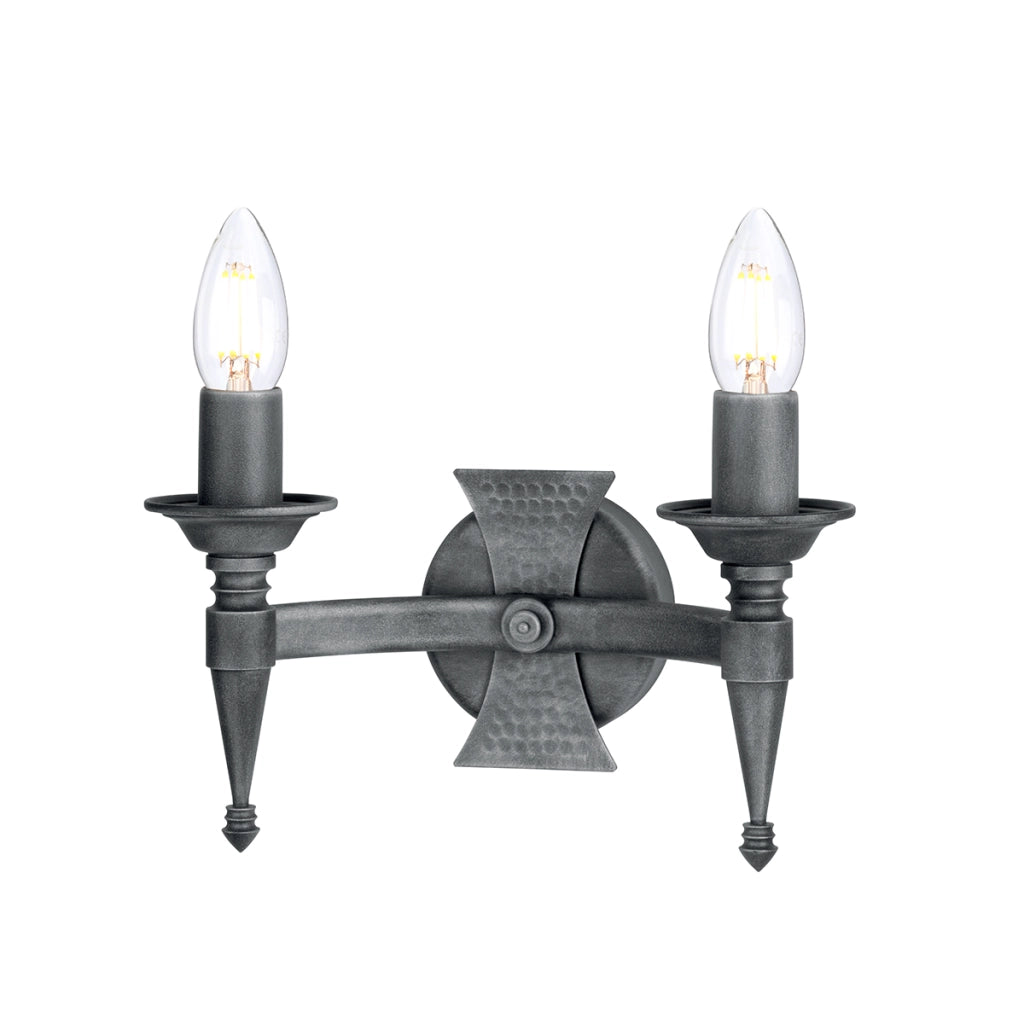 Applique candela Saxon doppia E14 nero/argento Elstead