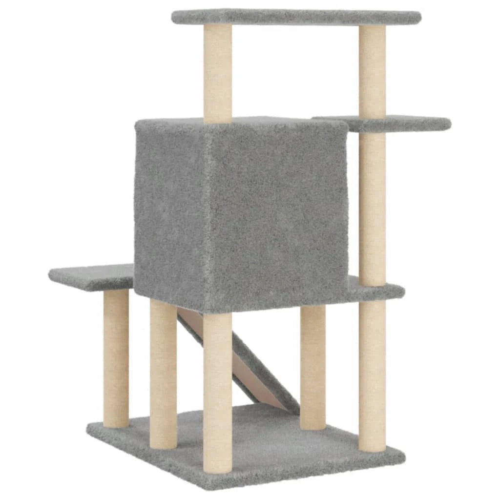 Tiragraffi per gatti torre per arrampicata giocattolo piattaforma per arrampicata con tiragraffi in sisal leggero 97 cm grigio 02_0022634