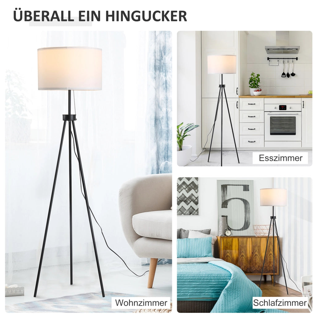 Lampada da Terra con Paralume ¨C Xylo ¨C Poliestere e Cotone Bianco E27