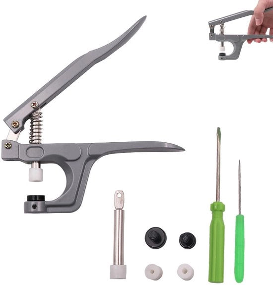 Set di viti a pressione professionale - set di viti a pressione - attrezzo per abbigliamento - funzione di stanzatura - maniglia ergonomico - viti in rame duraturo
