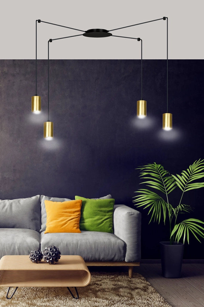 Lampadario Emibig Traker 4xGU10 nero/oro regolabile