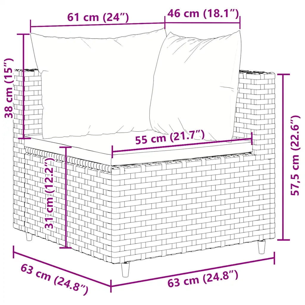 Set Mobili da Giardino 6pz con Cuscini in Polyrattan Marrone 3308109