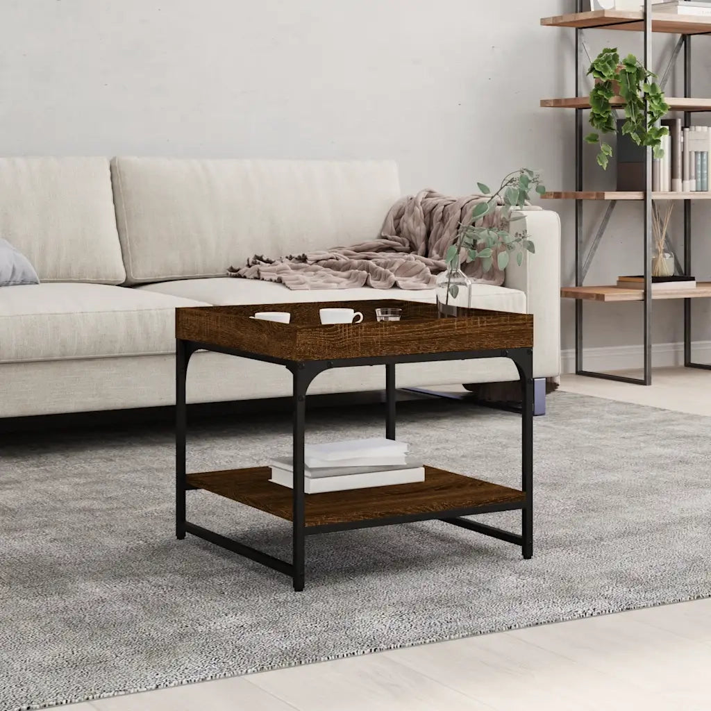 Tavolino salotto | Tavolino da caff¨¨ | Tavolino da Soggiorno Rovere Marrone 49,5x49,5x45 Legno Multistrato