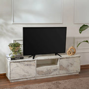 Mobile porta TV Morrigan, Credenza da soggiorno, Armadio basso per TV, Base parete attrezzata, 160x30 h42 cm, Marmo