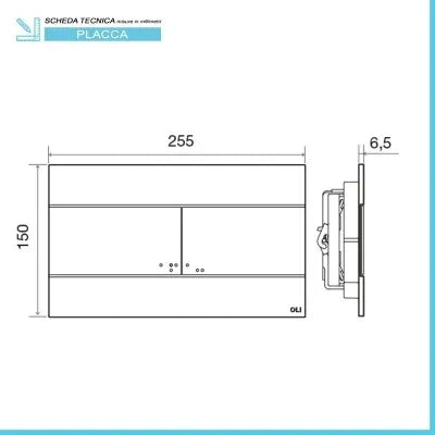 Placca cassetta wc Oli74 Plus slim in ABS nero Matt con doppio scarico