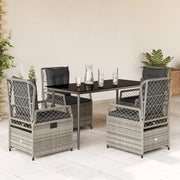 Set da Pranzo da Giardino 5 pz con Cuscini in Polyrattan Grigio