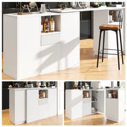Tavolo Bar Girevole 360¡ã con Piano in Marmo e Vano Aperto ¨C MINIMAL ¨C Bianco 210x30x100,9 cm