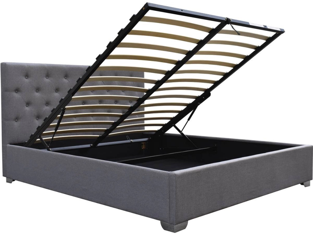 Letto matrimoniale con contenitore "TINO" - 140 × 190 cm - Grigio