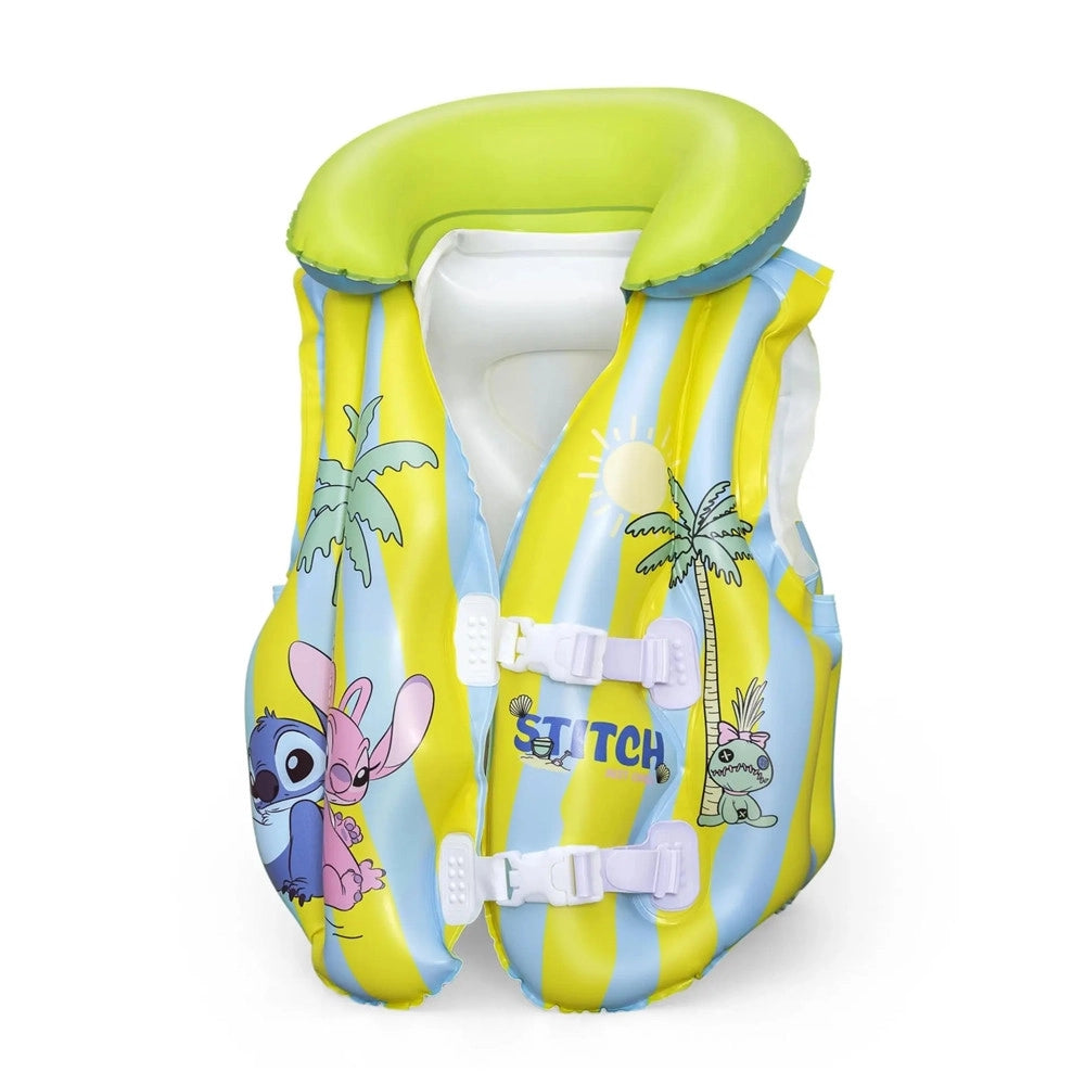 Trade Shop - Giubbino Da Nuoto Salvagente Gonfiabile Stitch Per Bambini 3-6anni Fibbie Regolabili 9104r -