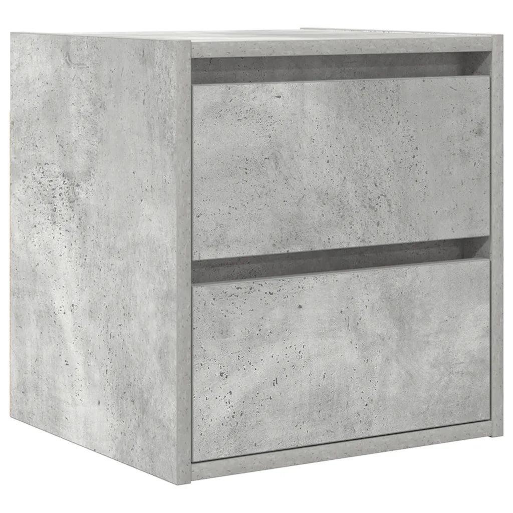 Set di 2 Comodini | Armadio da Notte | Mobiletto da notte a Muro Grigio Cemento 38x34x40 cm
