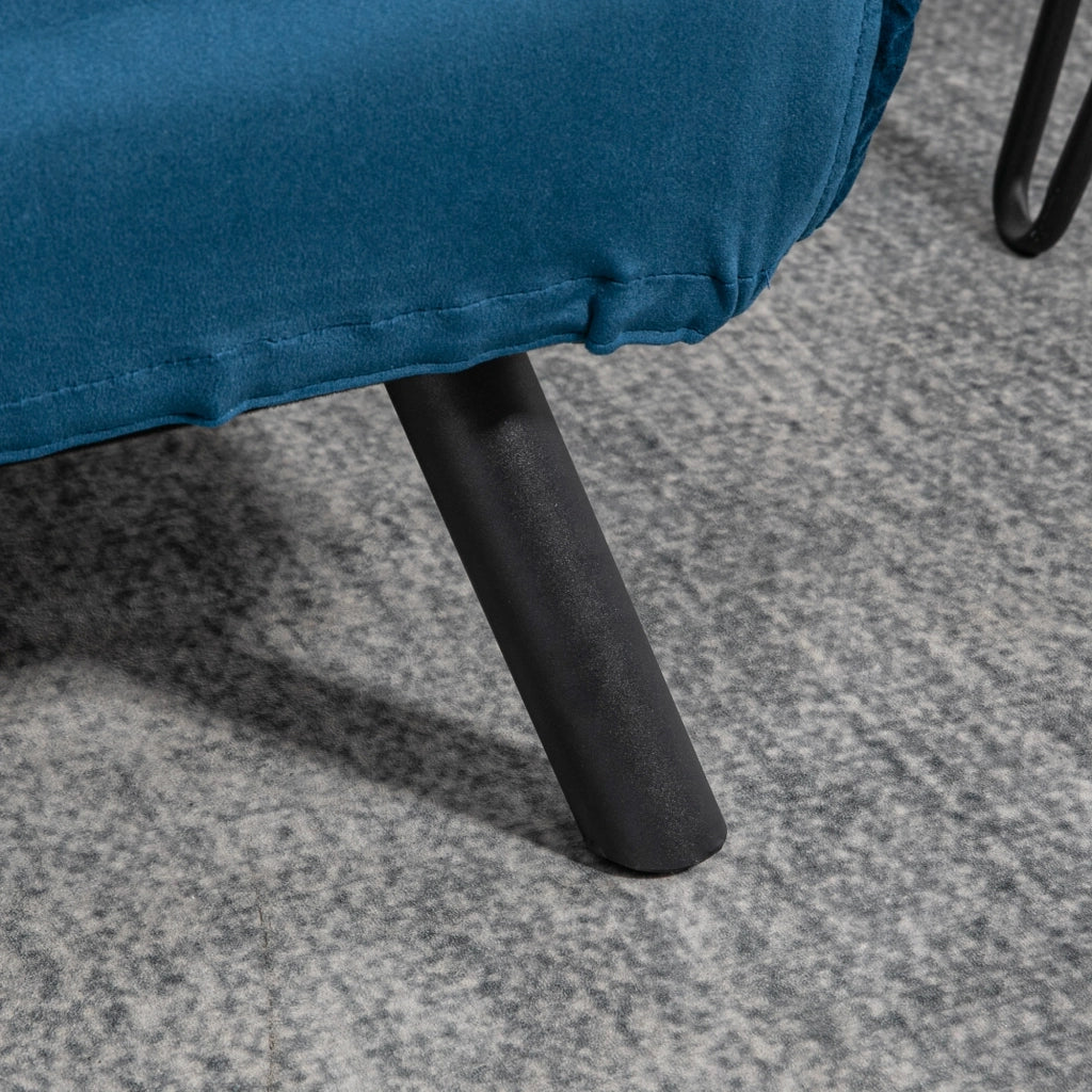 Divano letto 2 posti in velluto ¨C Xylo ¨C con 2 cuscini, beige e blu
