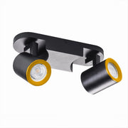 Trade Shop - Applique 2 Diffusori Orientabile Soffitto Parete Lampada Gu10 Bianco Nero Th8802 - Nero