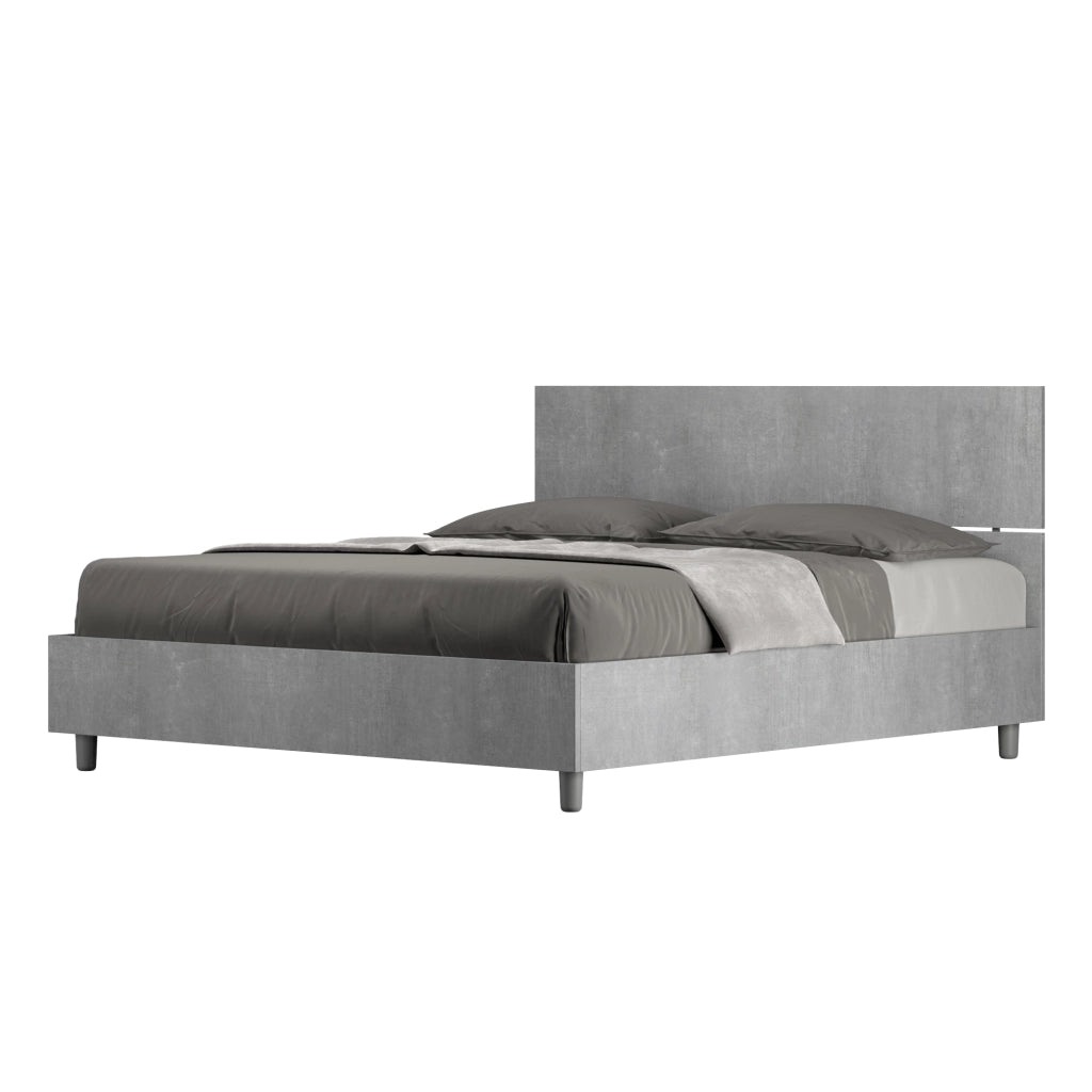 BS COM Letto matrimoniale con rete 160x190 testata dritta cemento