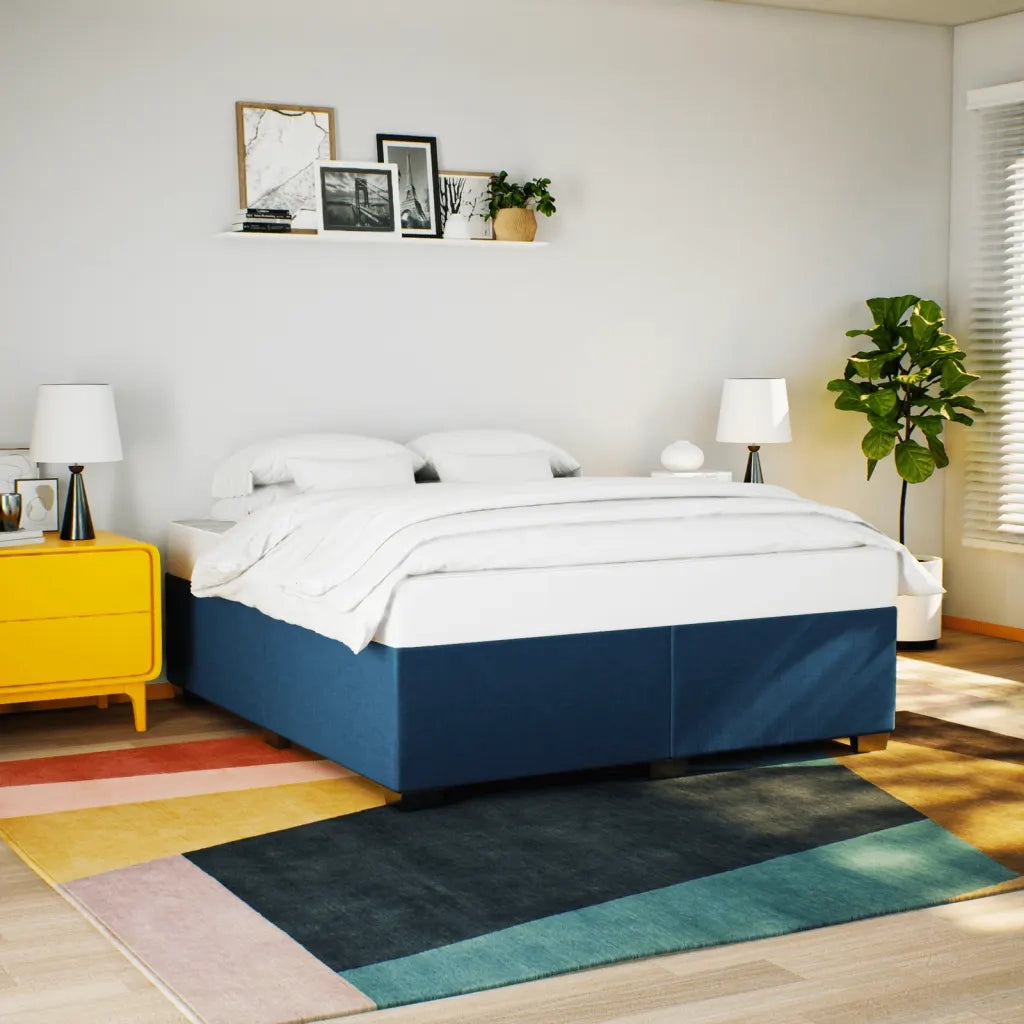 Giroletto a Molle con Materasso Blu 200x200 cm in Tessuto 3285164
