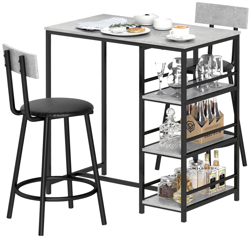 Tavolo da bar con sgabelli e scaffali ¨C Minimal ¨C grigio e nero